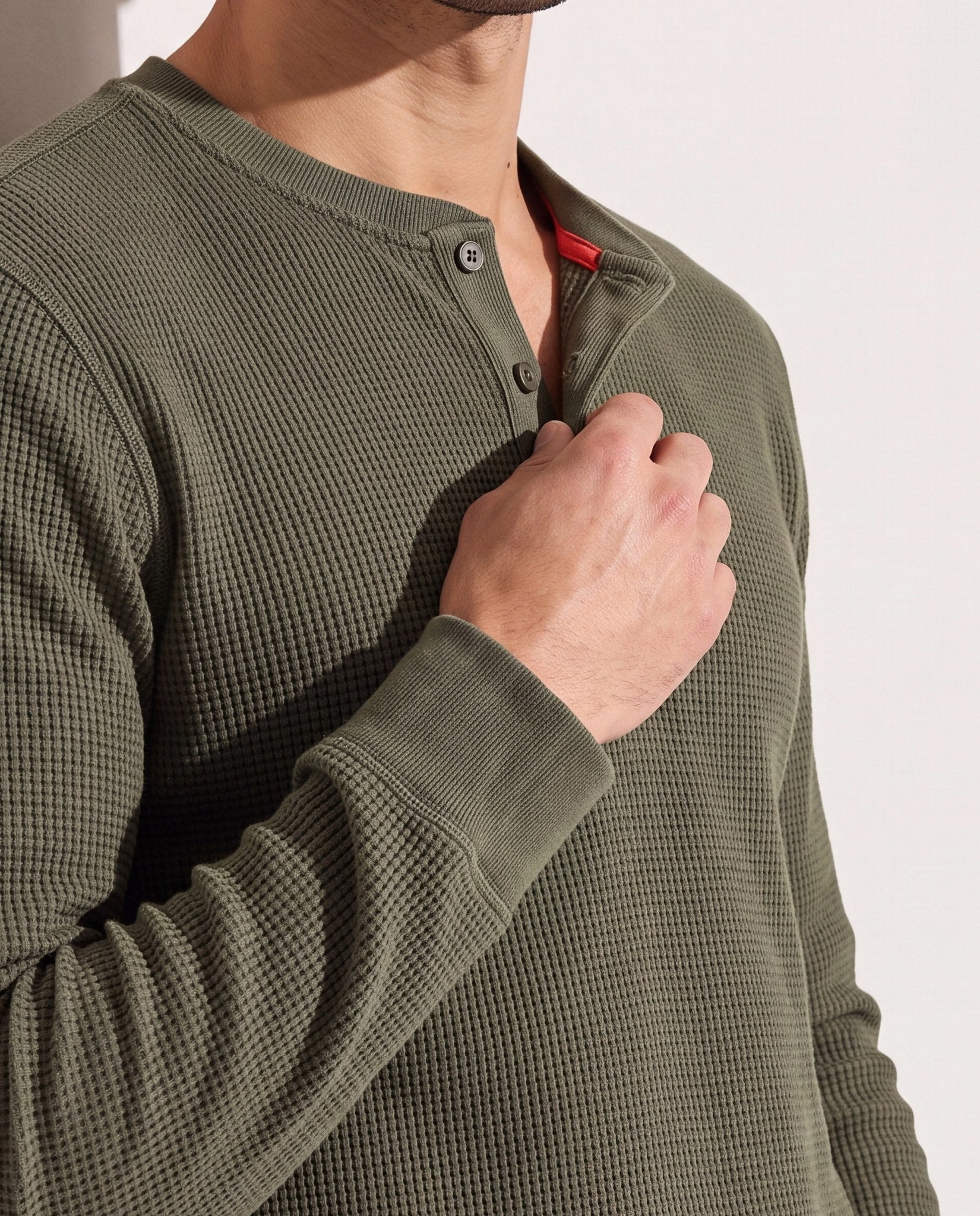 Combat Olive $|& SDOS Waffle Thermal Henley - SOF Full Front