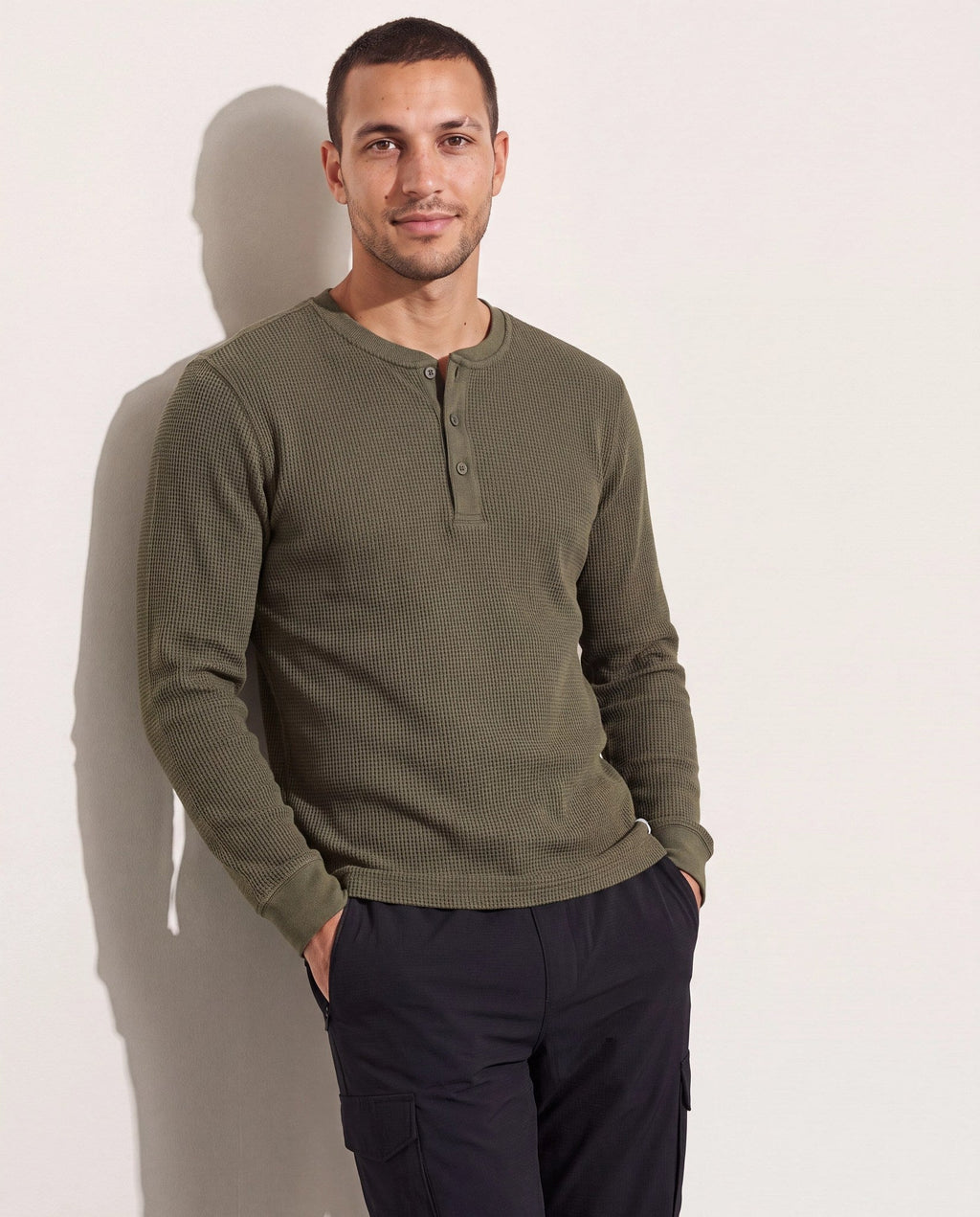 Combat Olive $|& SDOS Waffle Thermal Henley - SOF Front