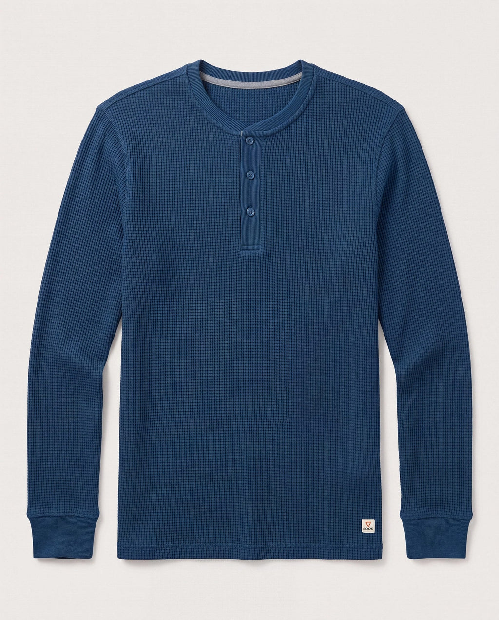 Obsidian Teal $|& SDOS Waffle Thermal Henley - Hanger Detail