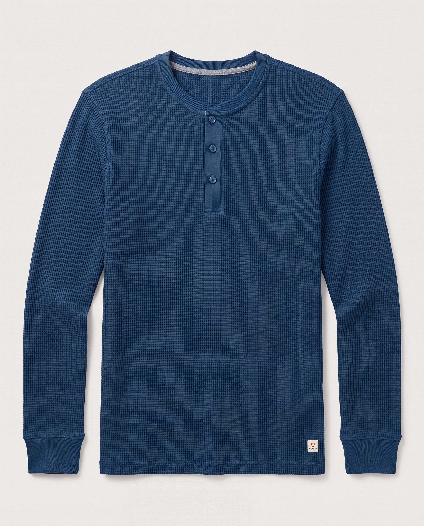 Obsidian Teal $|& SDOS Waffle Thermal Henley - Hanger Detail