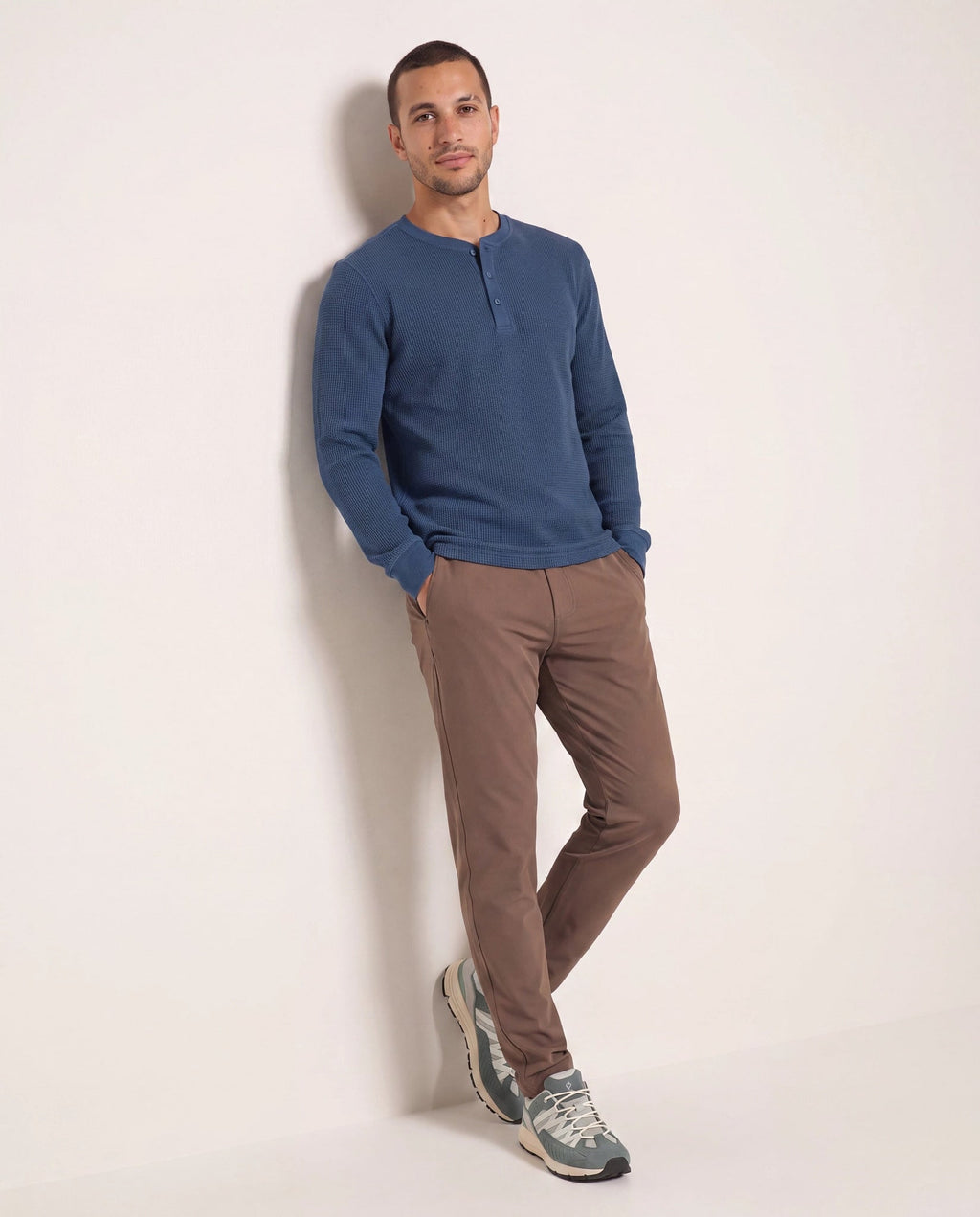 Obsidian Teal $|& SDOS Waffle Thermal Henley - UGC On Fig