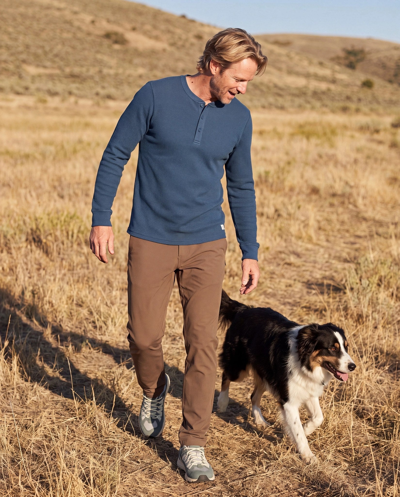 Obsidian Teal $|& SDOS Waffle Thermal Henley - SOF Side